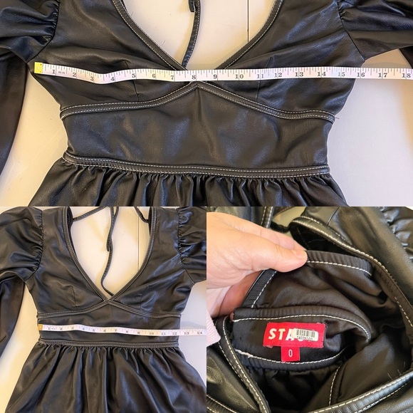 STAUD Black Faux Leather Luna Top - Picture 9 of 15